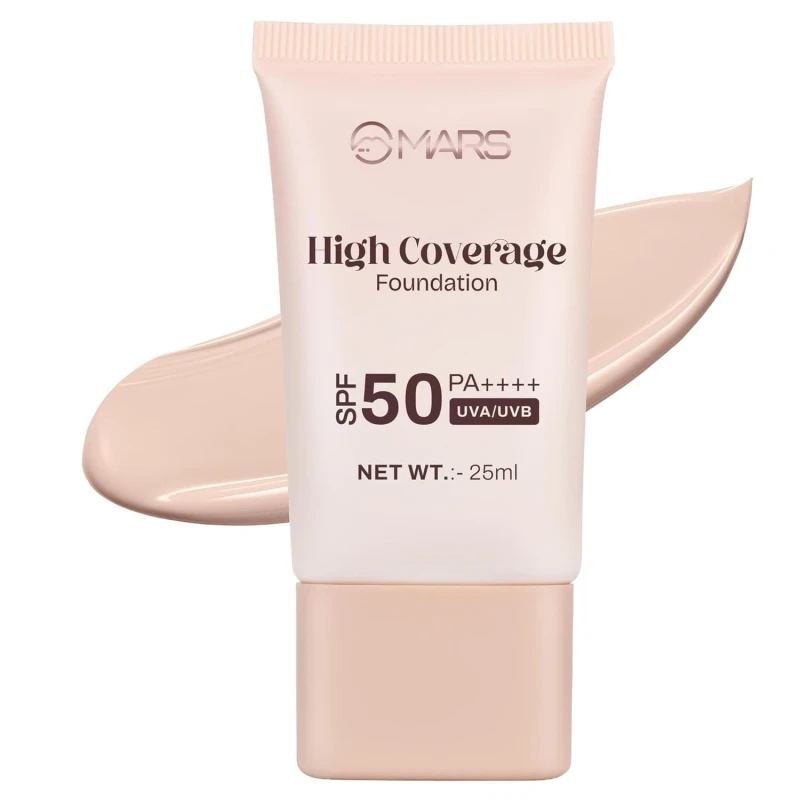 MARS SPF50 PA++++ High Coverage Foundation (25ml) (01-IVORY GLOW) | Blemish Free & Easy to Blend Foundation for Makeup - Thumbnail 8